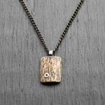 Riveted Brass Bark Necklace. Textured thick-gauge brass treated with a heat patina; sterling silver accents. $55.00