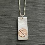 Sterling and Bronzc Leaf Texture Necklace