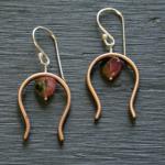 watermelon tourmaline horseshoe earrings