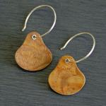 Gourd earrings. Burled walnut and sterling silver backed with copper. $60.