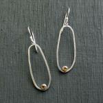 Textured sterling silver and golden citrine form a delicate, organic hoop earring.
Approx 35mm L x 14mm W 