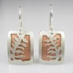 Pink Beds No. 2.  
Sterling silver and copper earrings.