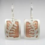 Pink Beds No. 2.  
Sterling silver and copper earrings.